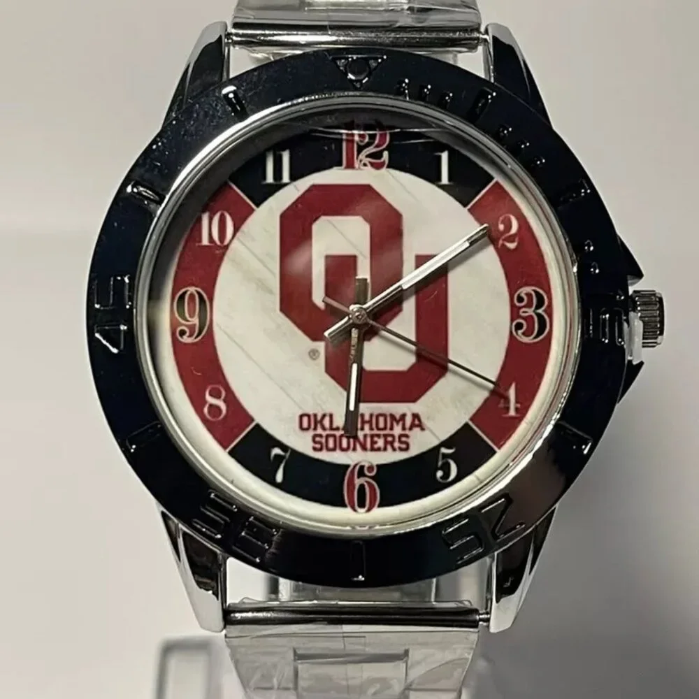 Oklahoma Sooners NCAA Team Logo Men's Stainless-Steel Watch NEW